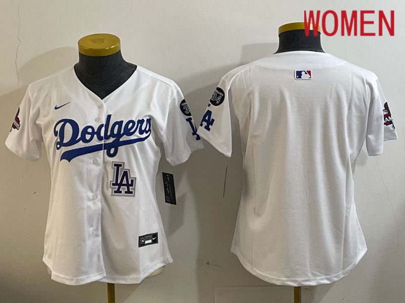 Women Los Angeles Dodgers Blank White Game 2024 Nike MLB Jersey style 12092->women mlb jersey->Women Jersey